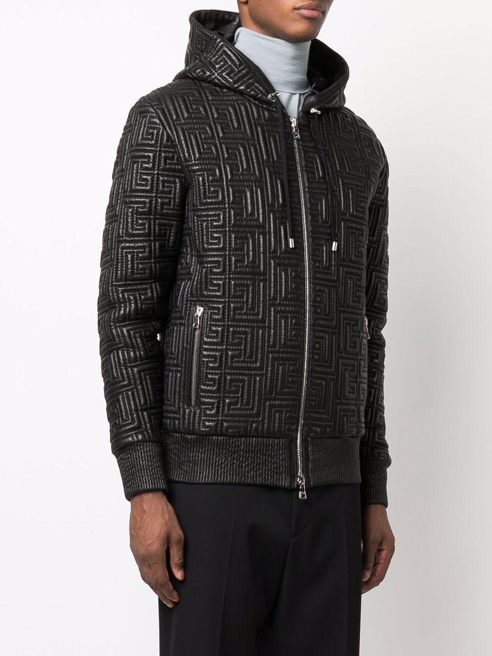 Balmain quilted-monogram Hooded Jacket - Farfetch