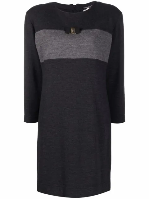 Ferragamo Pre-Owned vestido manga larga con paneles 1980