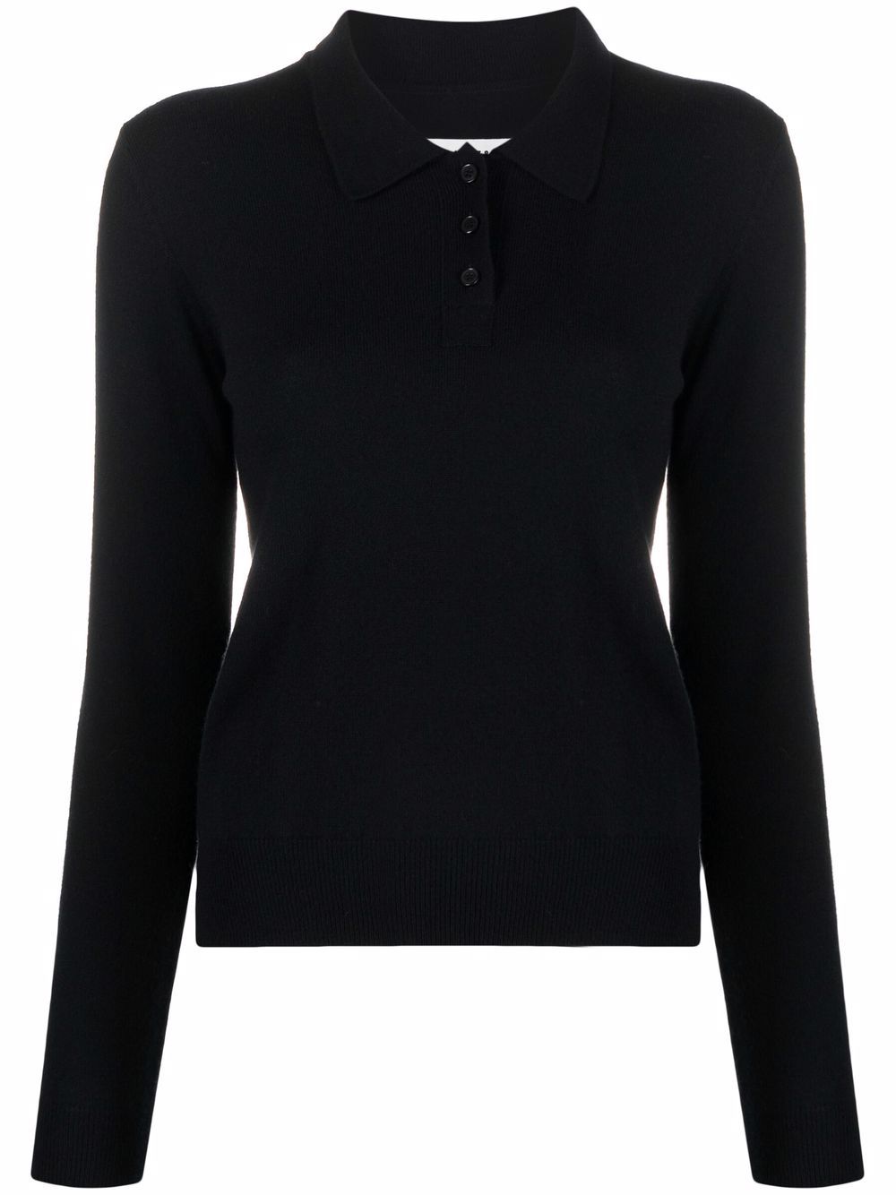 polo-neck wool knit top