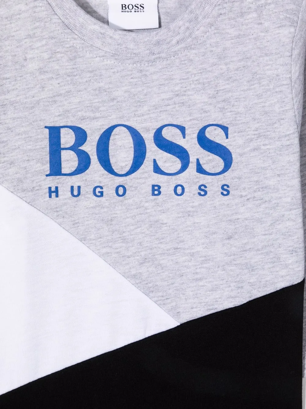фото Boss kidswear футболка в стиле колор-блок с логотипом