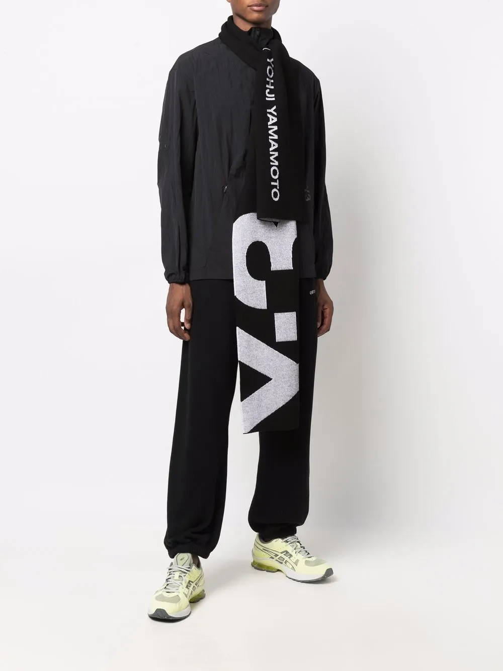фото Y-3 шарф из смесовой шерсти с логотипом