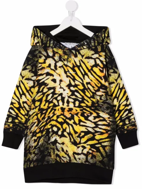 Givenchy Kids vestido con capucha y animal print