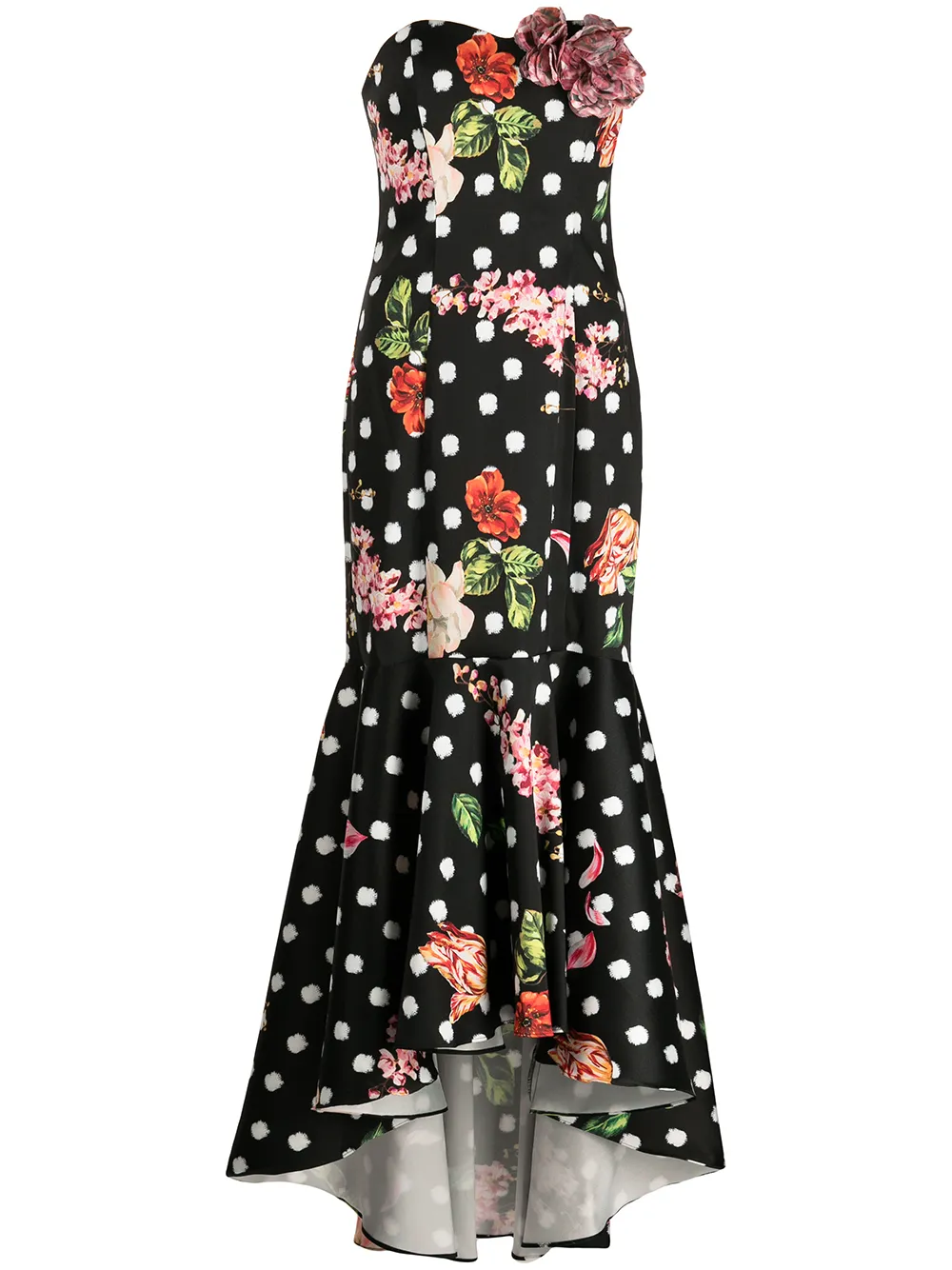 

Marchesa Notte vestido de fiesta con estampado floral - Negro