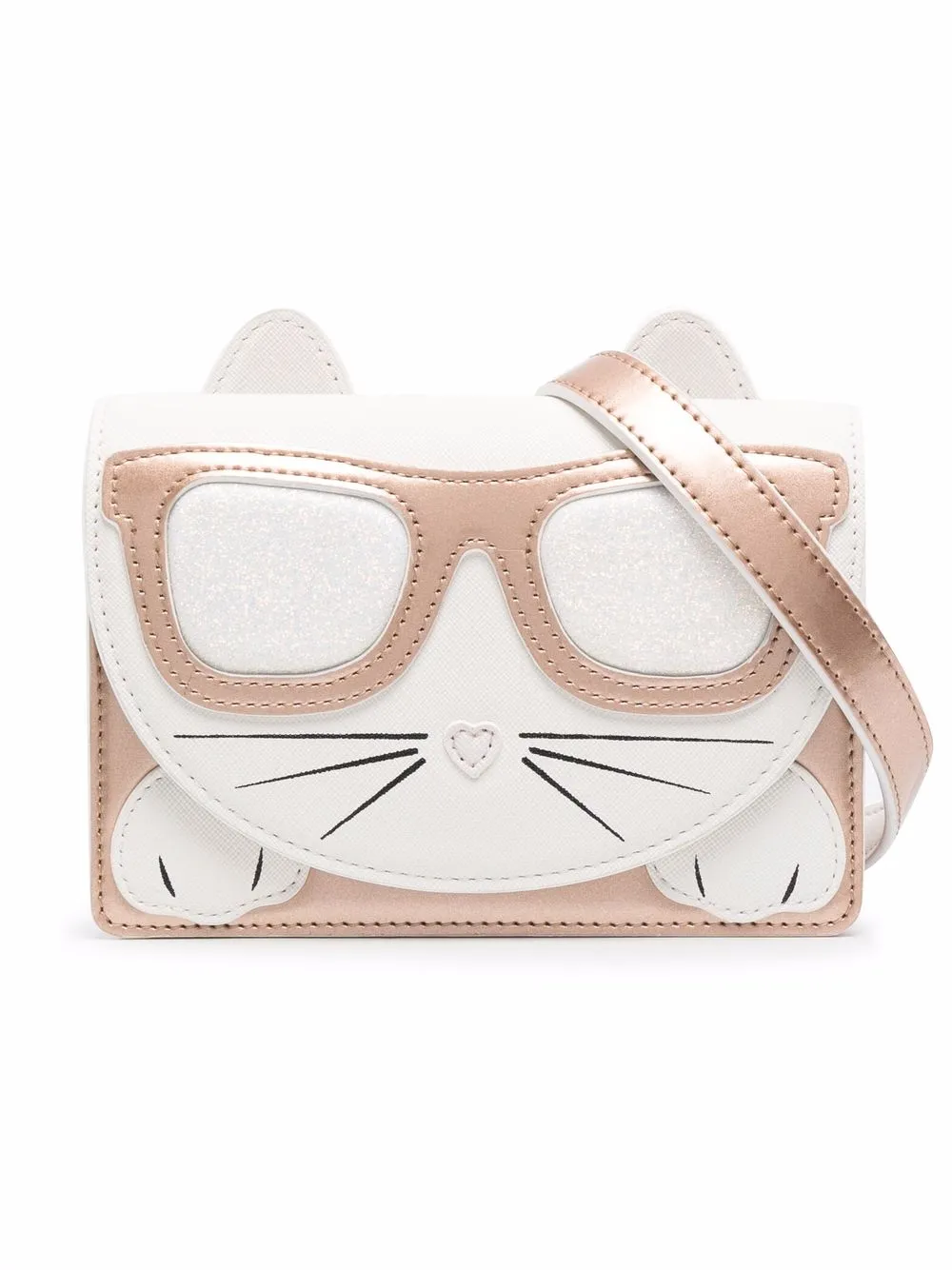 

Karl Lagerfeld Kids cat glasses shoulder bag - White