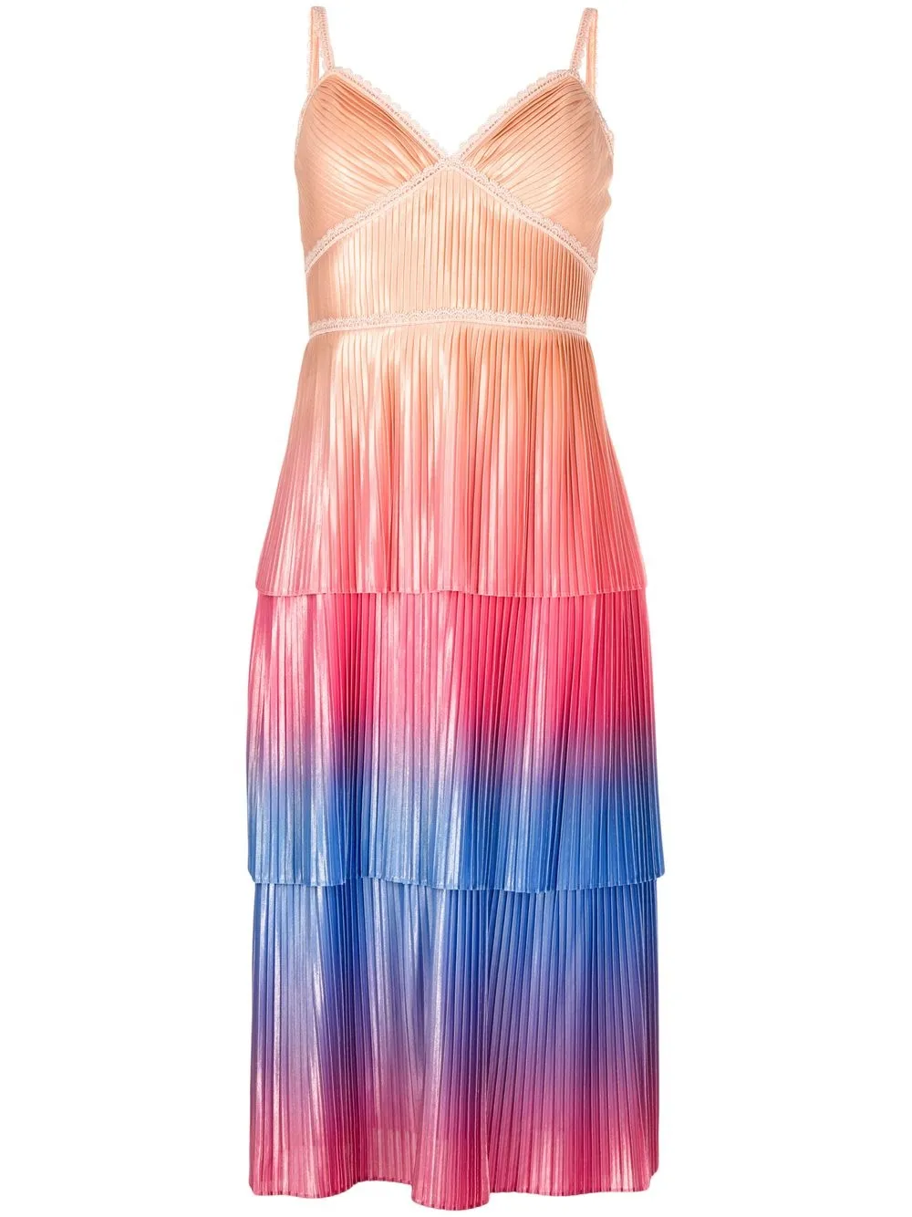 

Marchesa Notte gradient-effect tiered midi dress - Multicolour