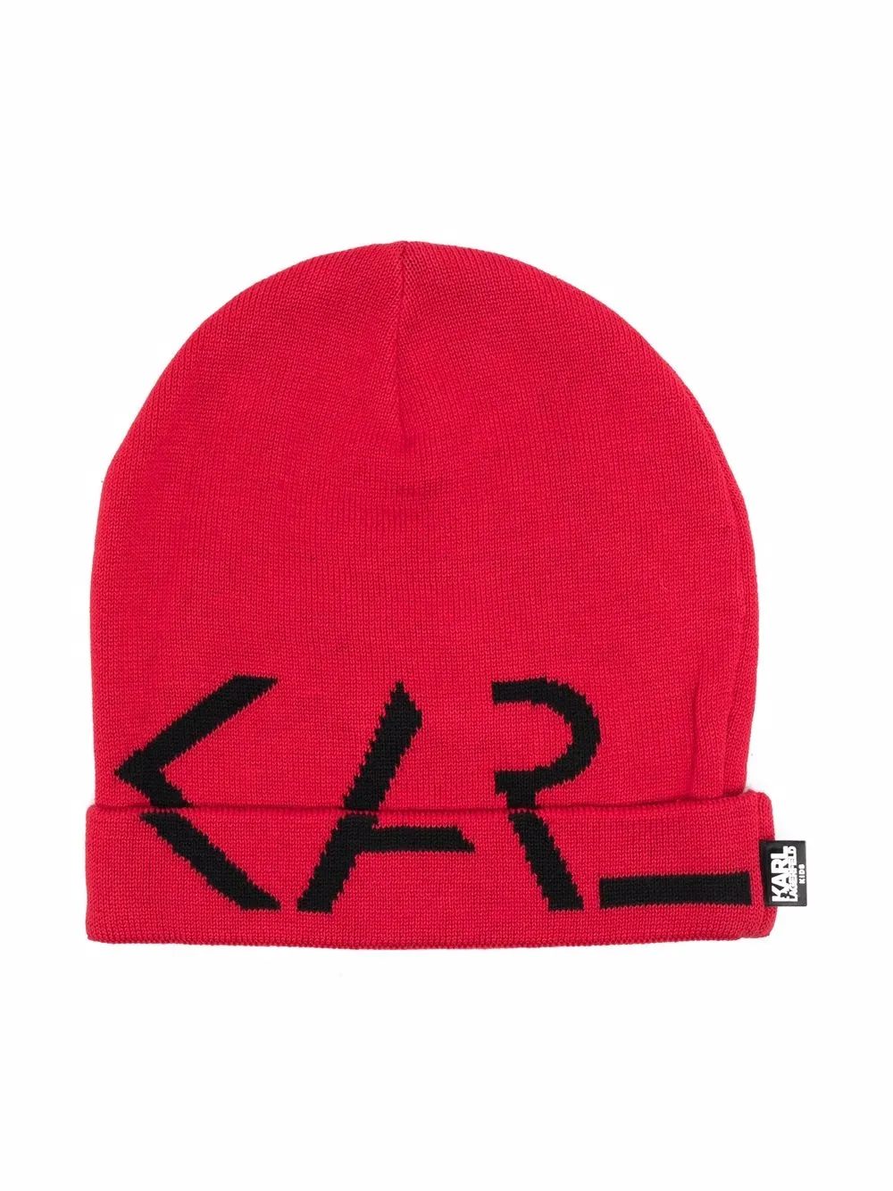 

Karl Lagerfeld Kids gorro tejido con logo en intarsia - Rojo