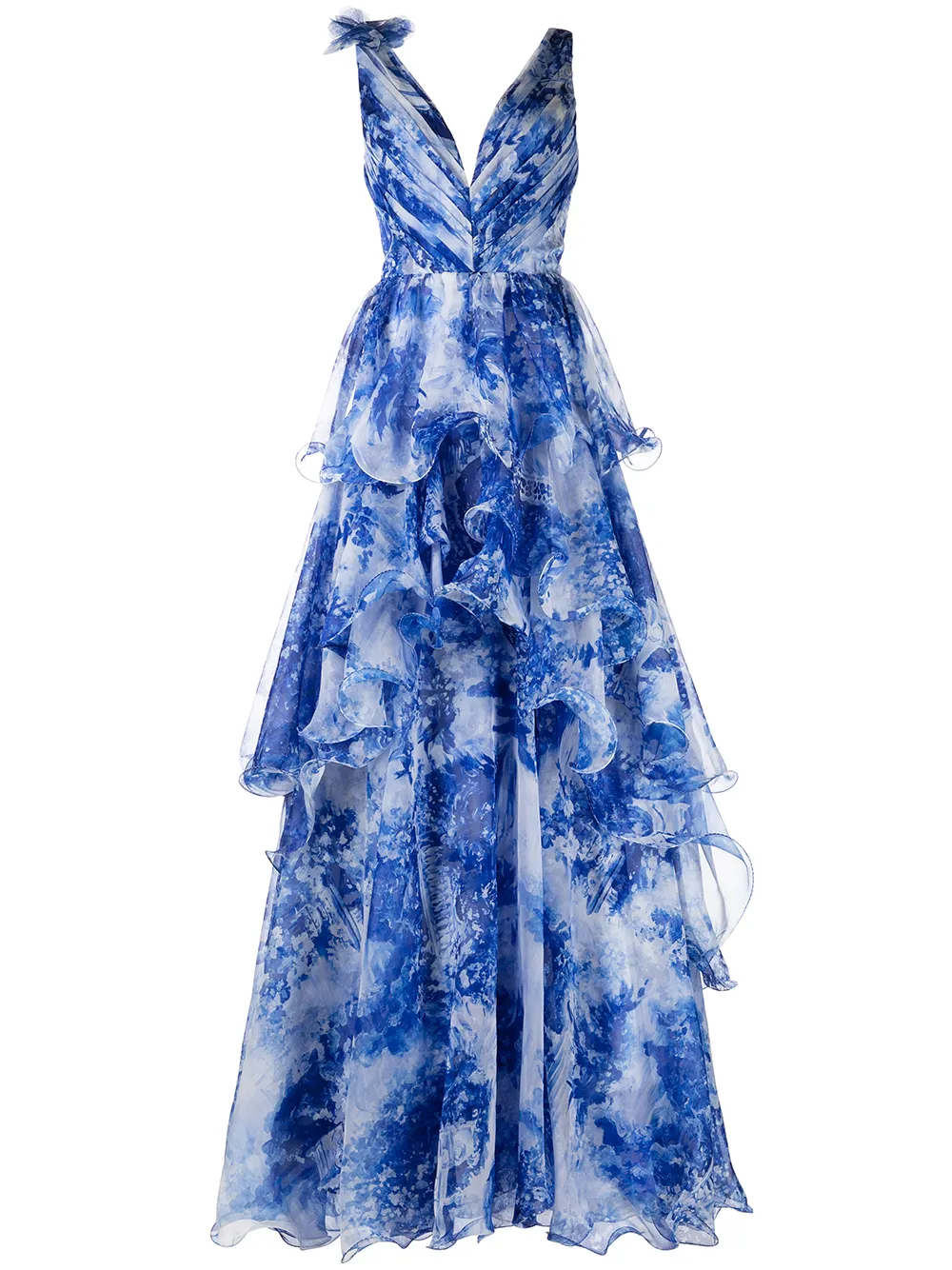 

Marchesa Notte vestido de fiesta con estampado floral - Azul