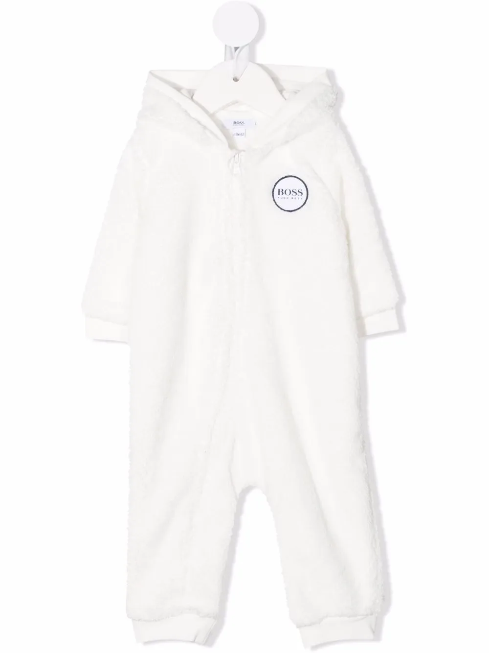

BOSS Kidswear logo patch hooded romper - White