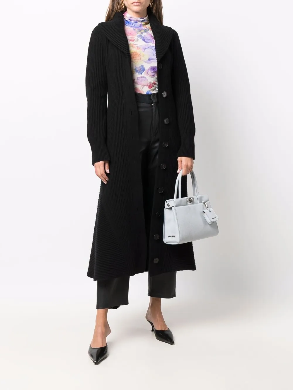 Miu Miu Madras leren shopper - Blauw