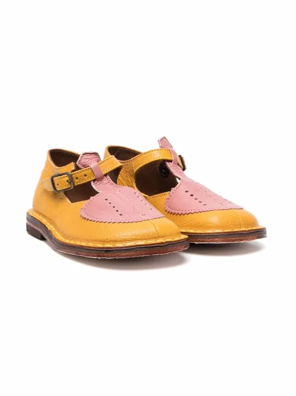 two tone buckle shoes