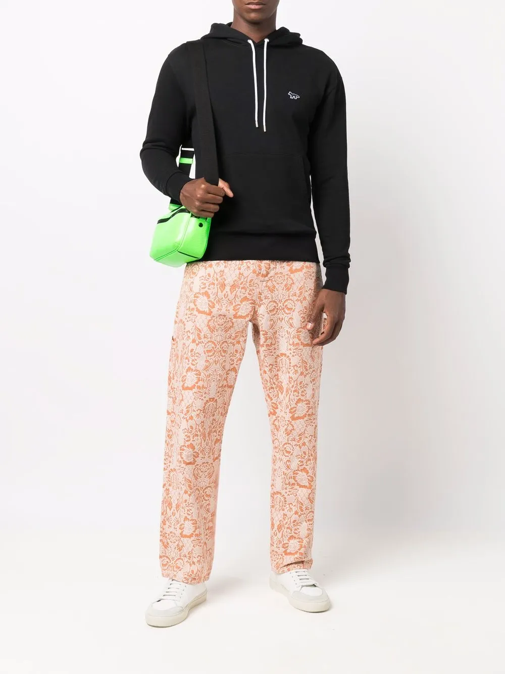 Maison Kitsuné Hoodie met geborduurd logo - Zwart