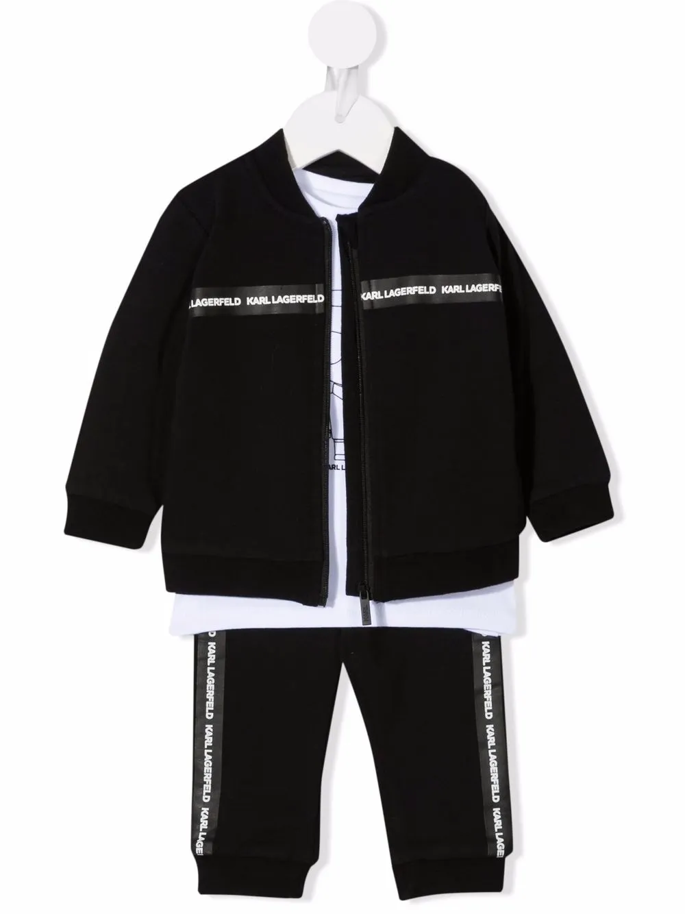 Karl Lagerfeld Kids logo-tape tracksuit set - Black