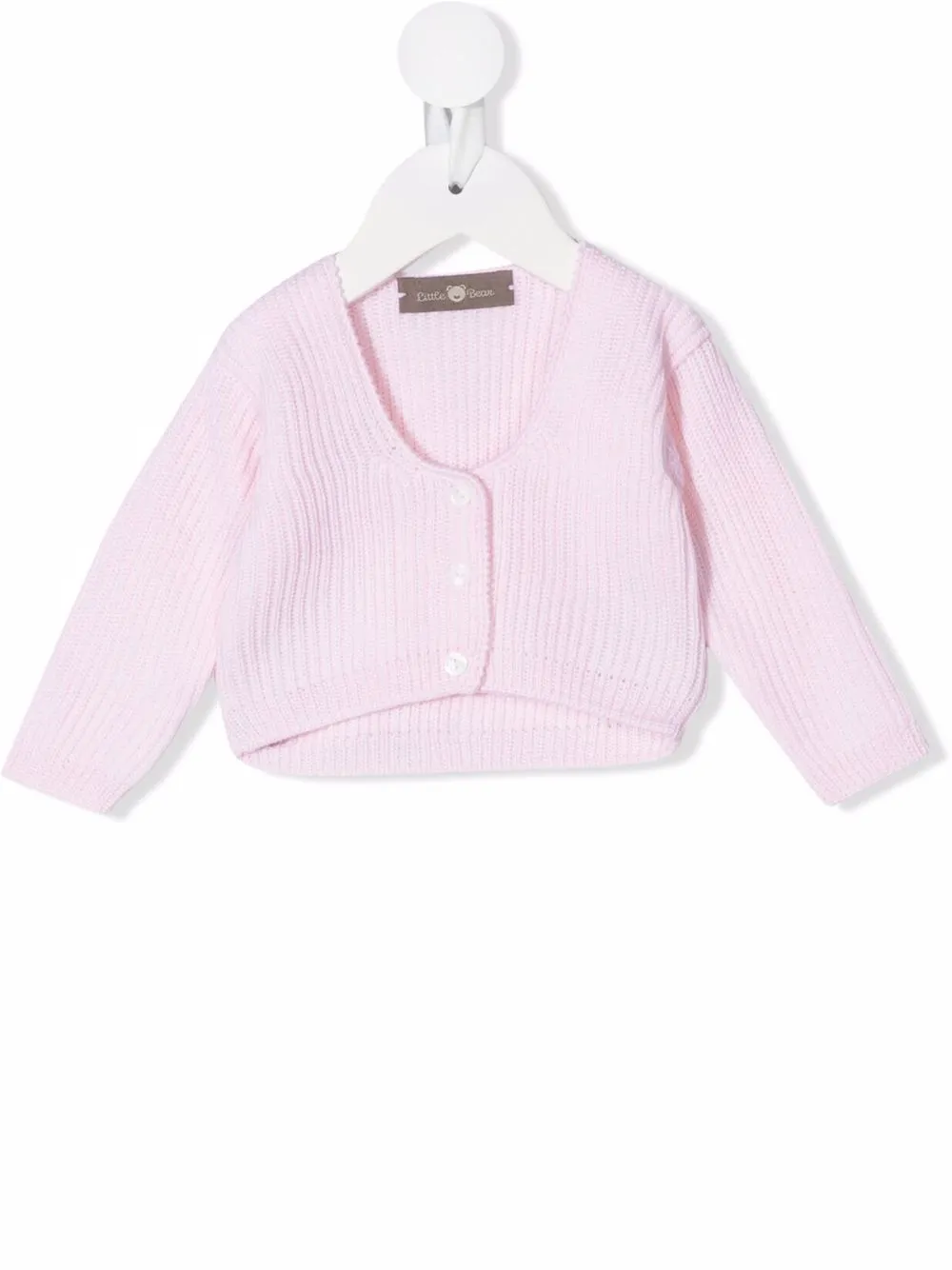 

Little Bear ribbed knit virgin wool cardigan - Pink