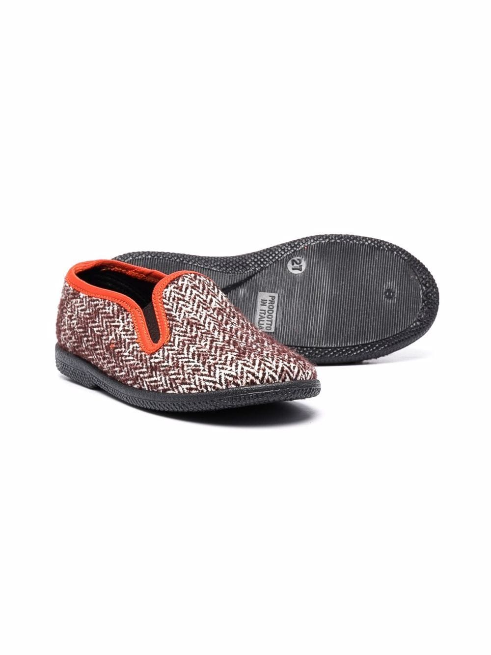 Shop Pèpè Herringbone-pattern Slip-on Loafers In Brown