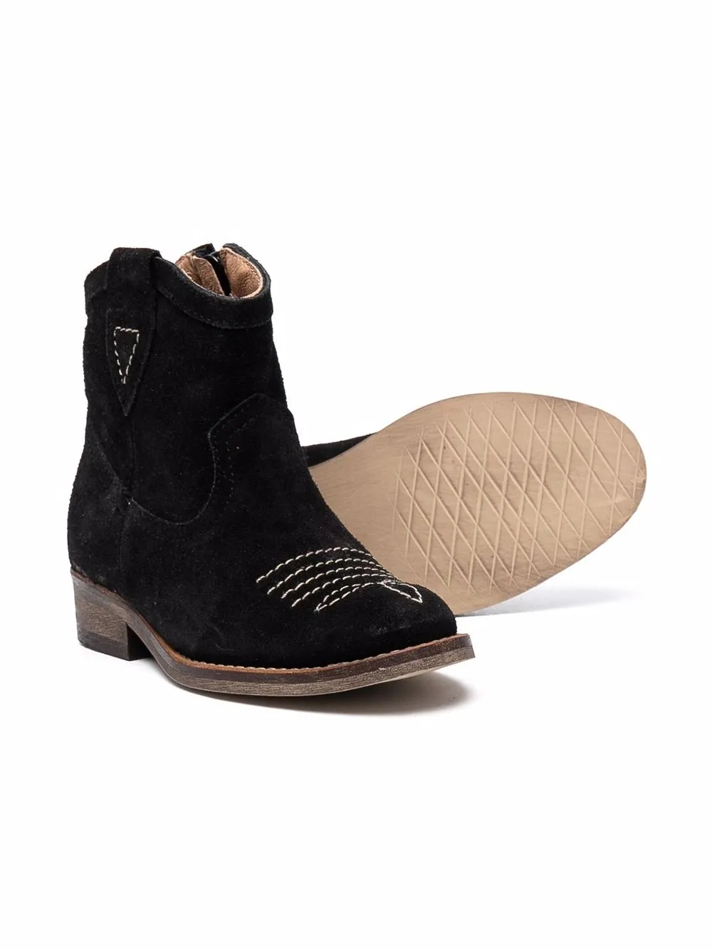 Shop Two Con Me By Pépé Signature-stitching Ankle Boots In Black