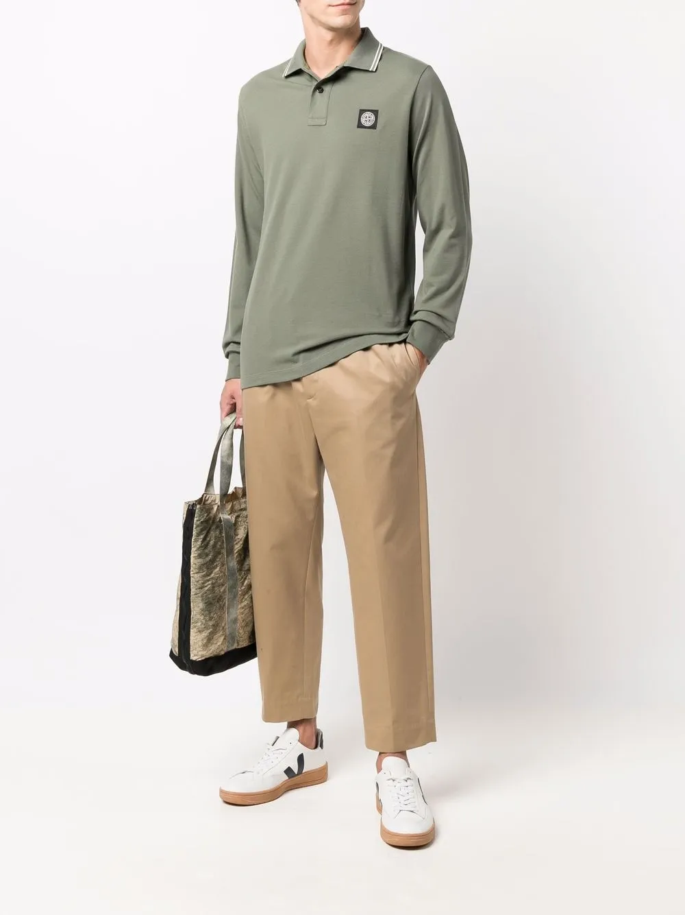 Stone Island Poloshirt met logopatch - Groen