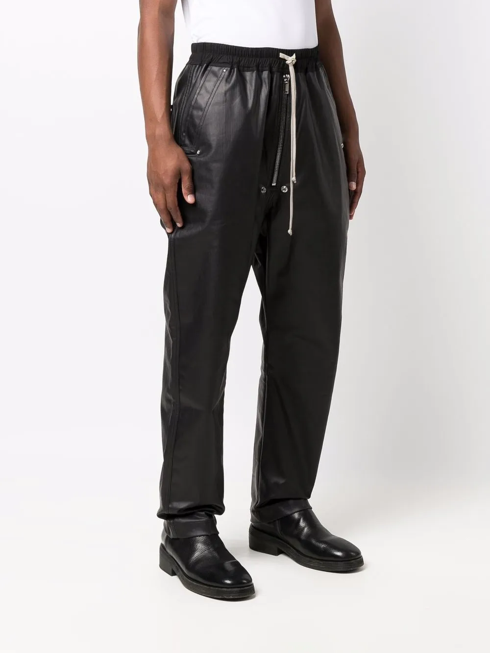 фото Rick owens брюки из искусственной кожи с низким шаговым швом