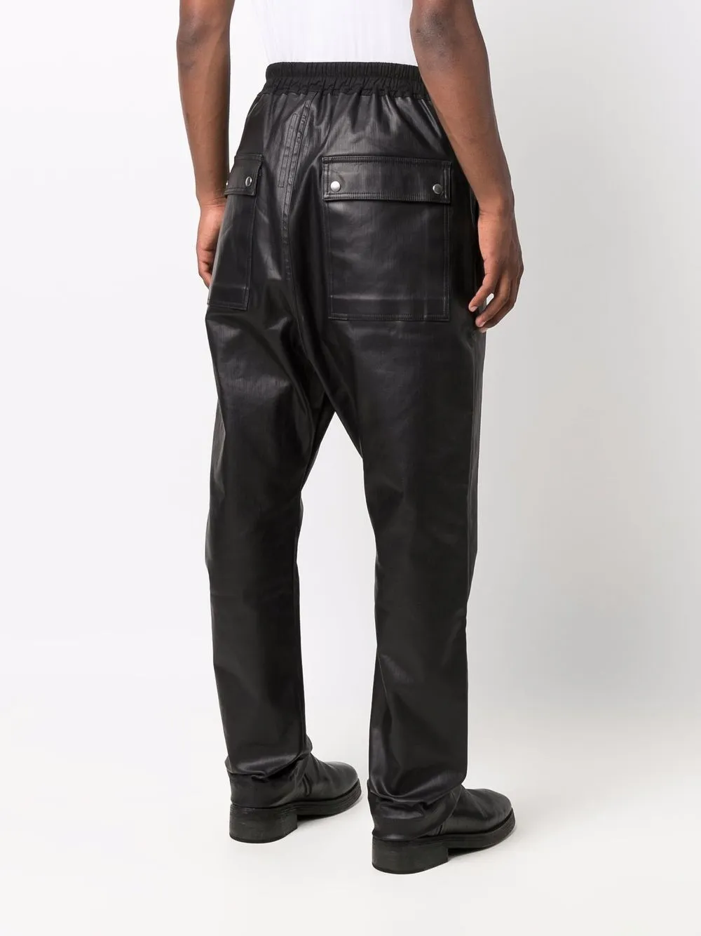 фото Rick owens брюки из искусственной кожи с низким шаговым швом