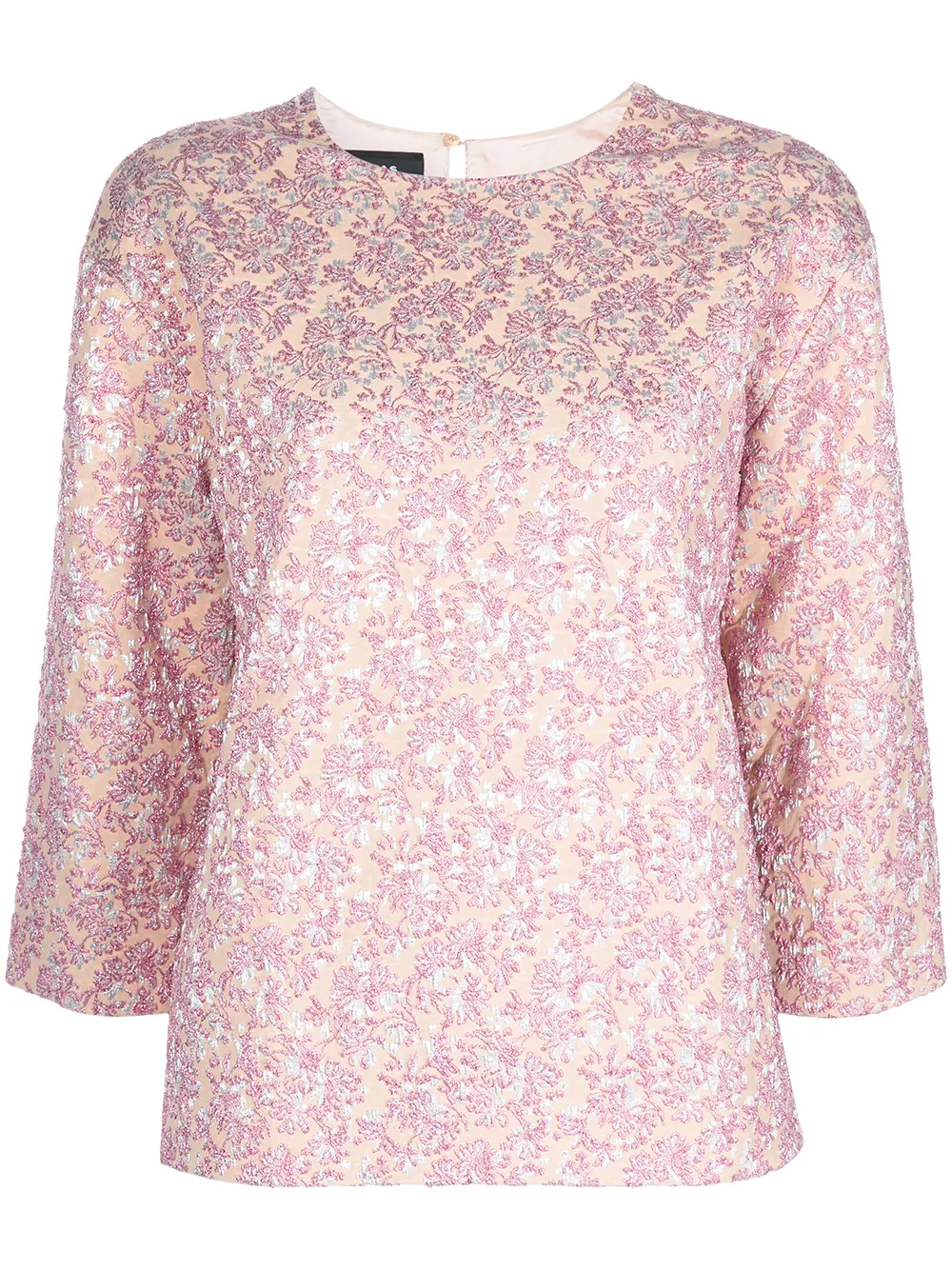 

Rochas floral-jacquard three-quarter blouse - Pink
