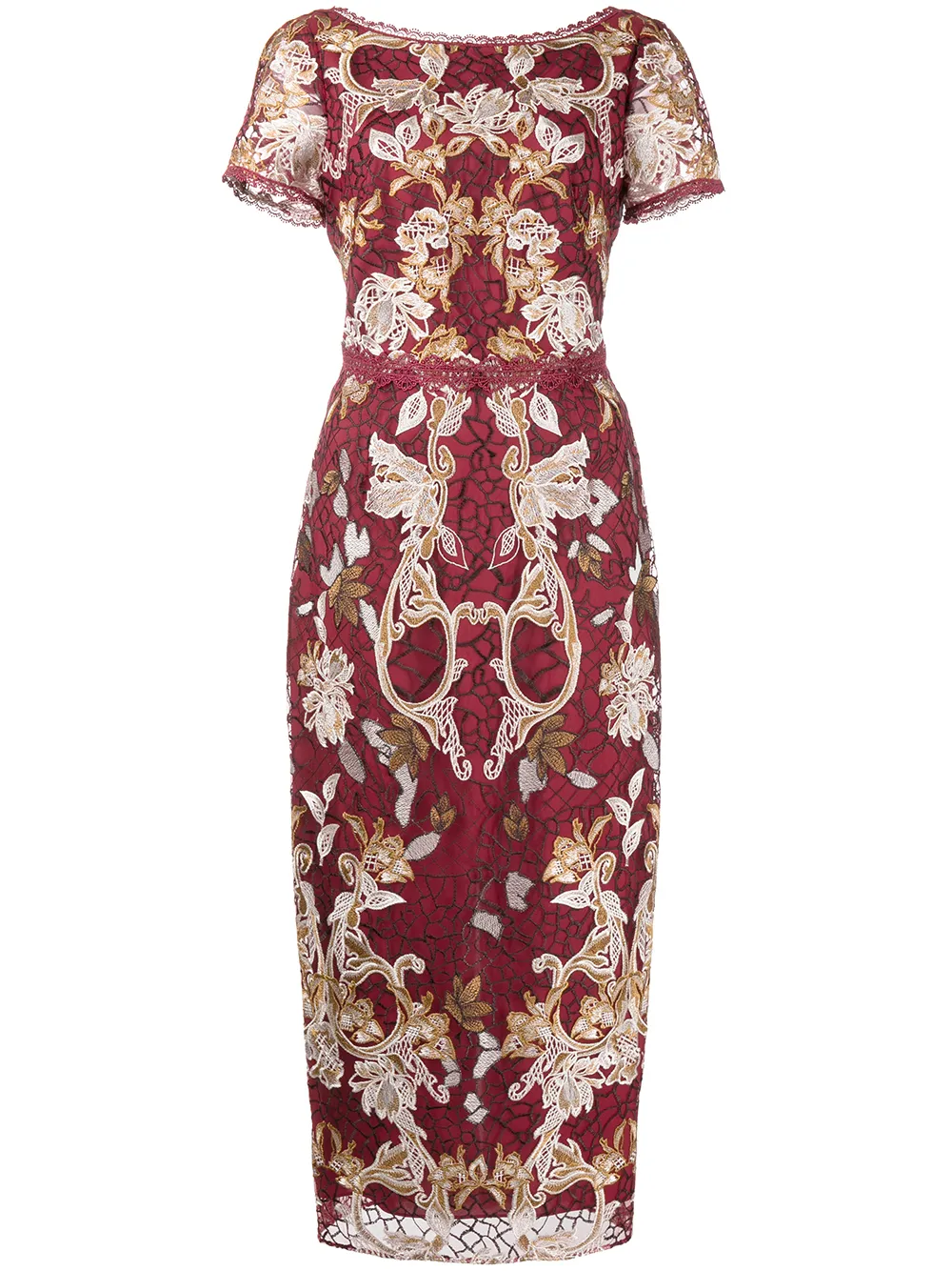 

Marchesa Notte vestido midi con bordado - Rojo