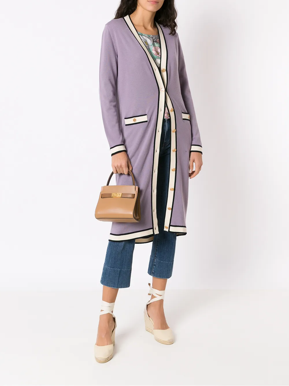 фото Tory burch укороченные джинсы с тисненым логотипом