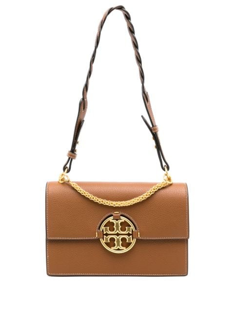 Tory Burch شنطة كتف جلد ببروش شعار الماركة