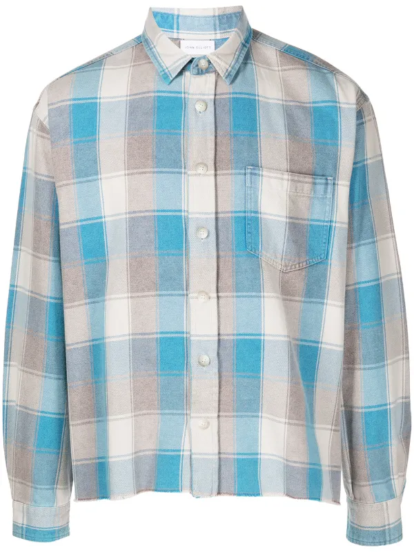 Shop John Elliott Hemi wide-check shirt 