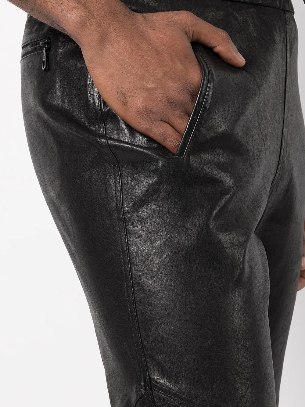 Shop John Elliott Drawstring Leather Trousers In Black