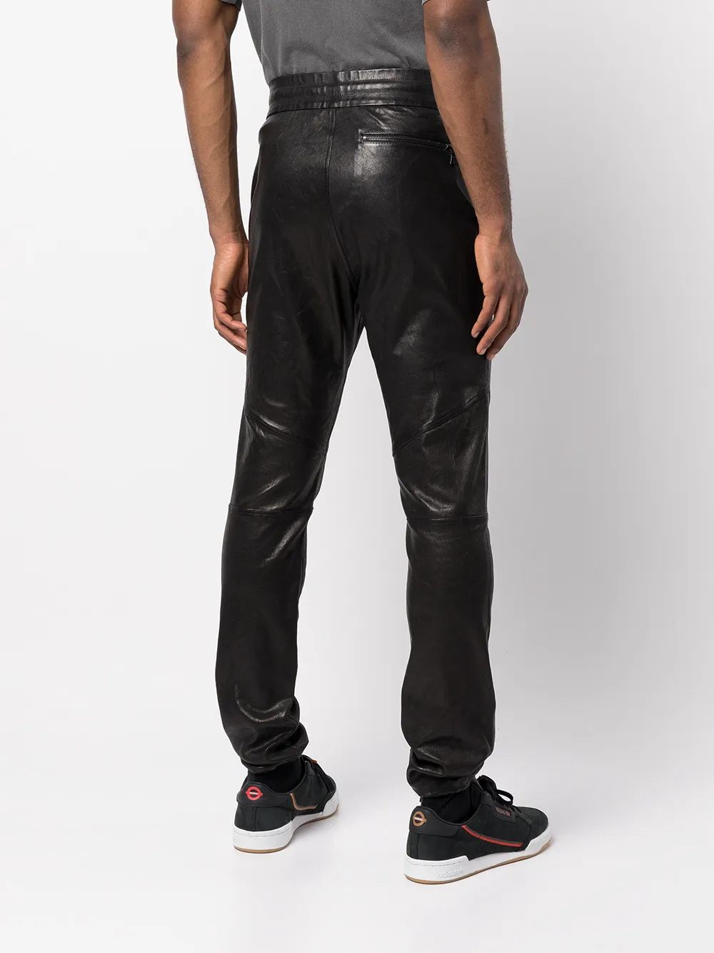 Shop John Elliott Drawstring Leather Trousers In Black