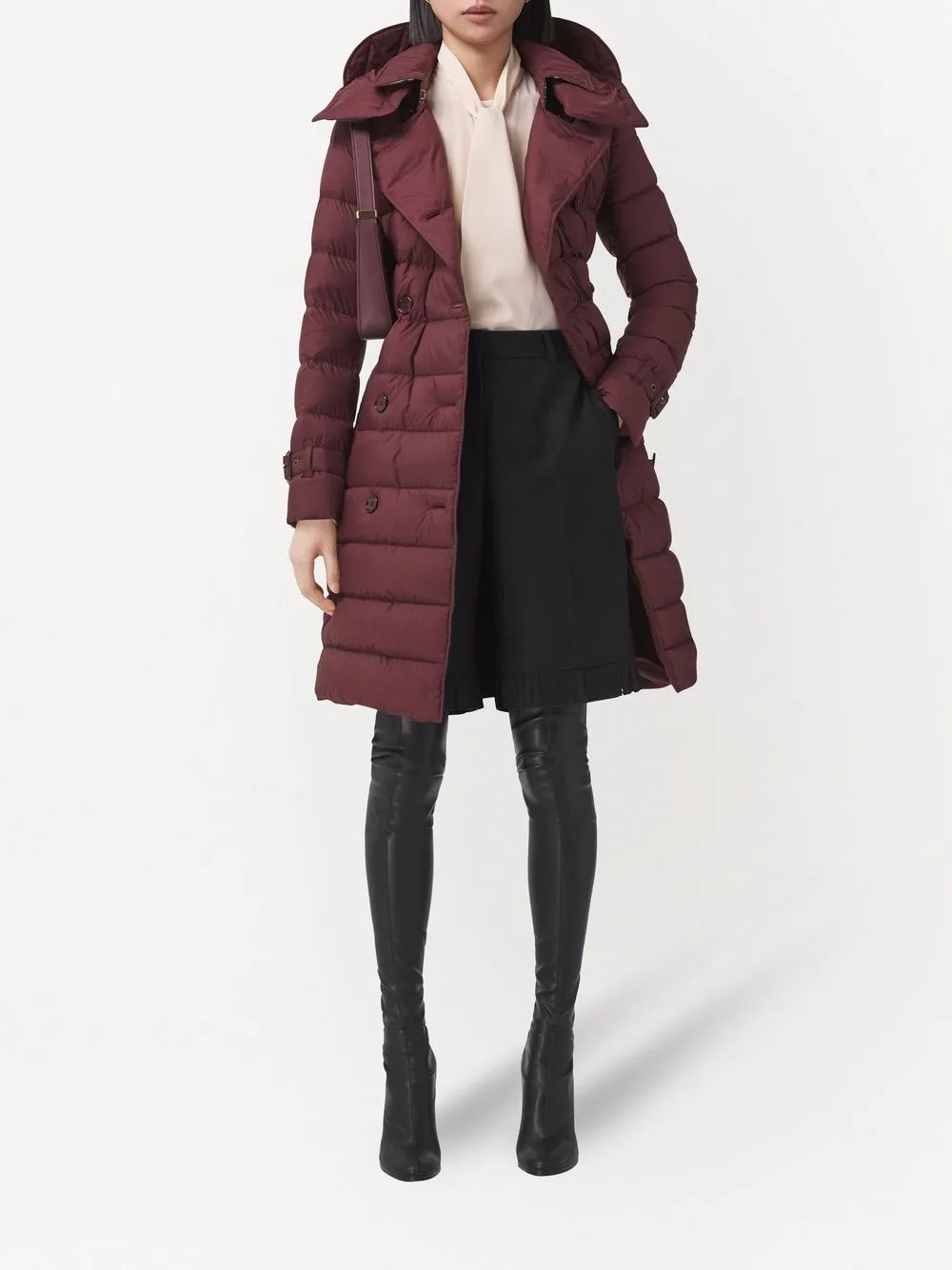 фото Burberry двубортное пальто с капюшоном