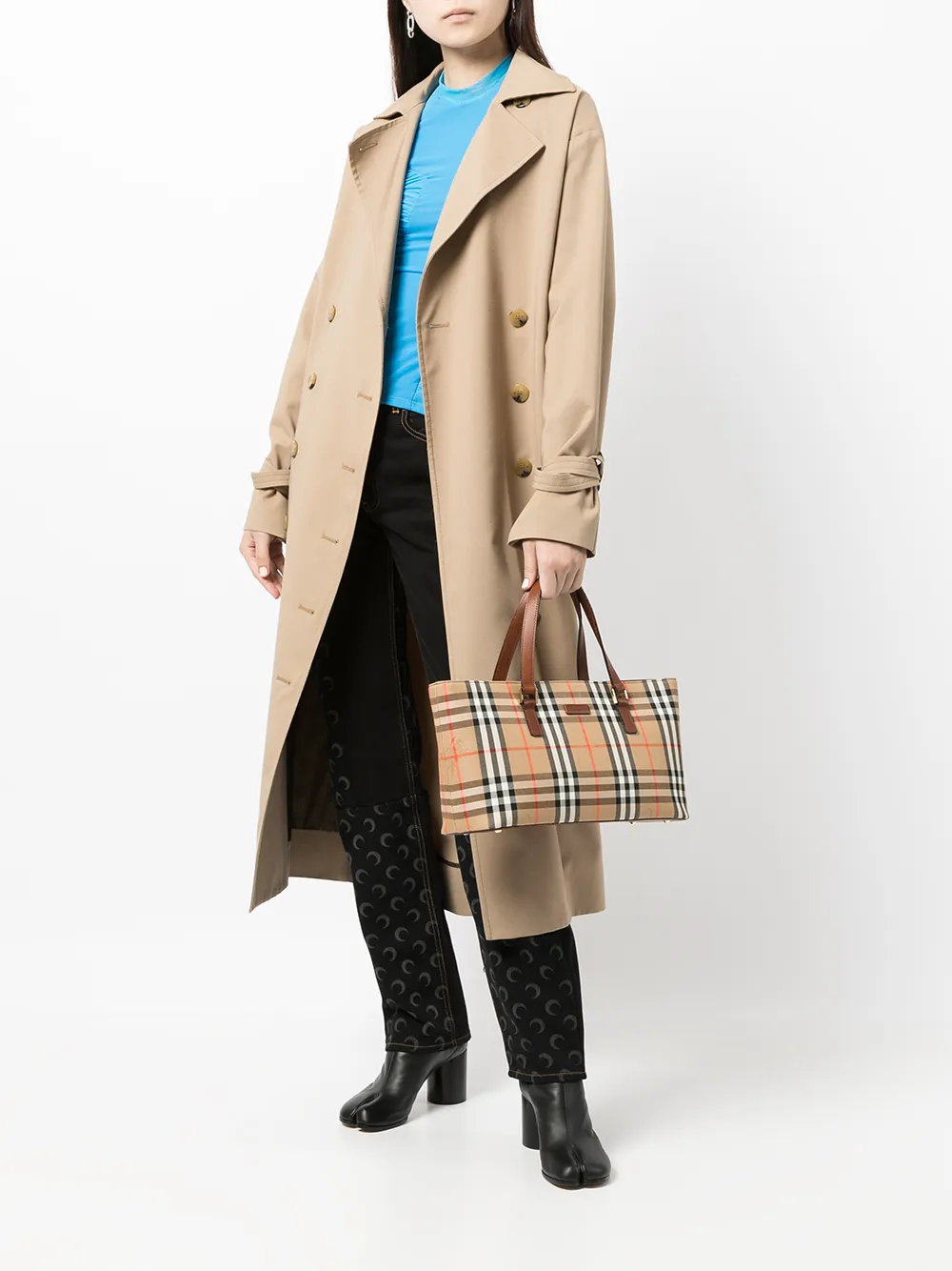 фото Burberry pre-owned маленькая сумка-тоут 2000-х годов в клетку house check