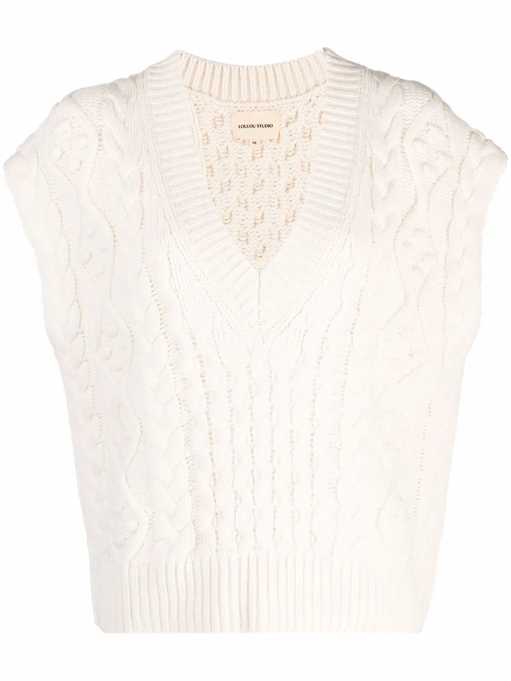

Loulou Studio Torreta cable-knit vest - Neutrals