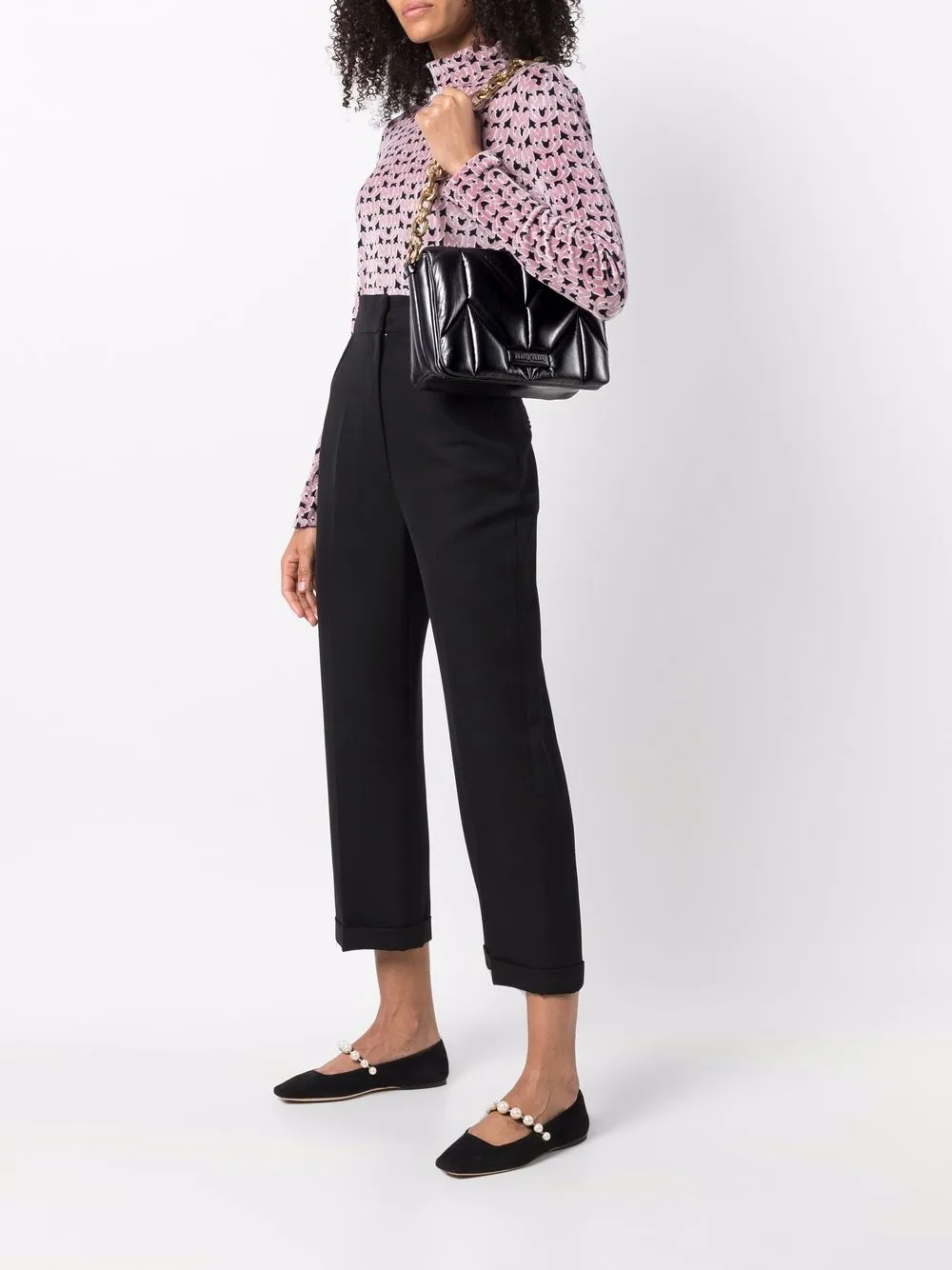 Miu Miu Schoudertas met gewatteerd-effect - Zwart