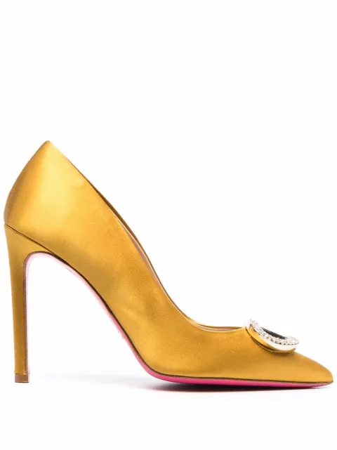 yellow satin heels