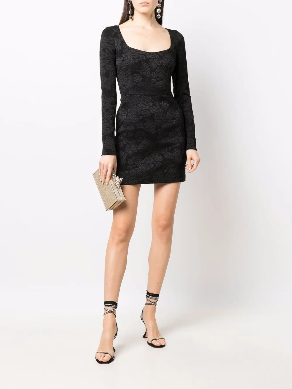 фото Dolce & gabbana жаккардовое платье мини с цветочным узором