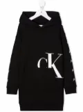Calvin Klein Kids logo-print hooded sweatshirt dress - Black
