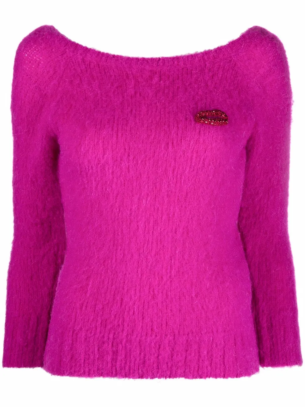 

Nº21 lips-motif boat-neck jumper - Pink