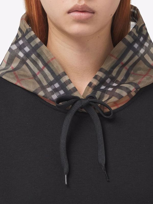 Burberry check hood Hoodie Farfetch