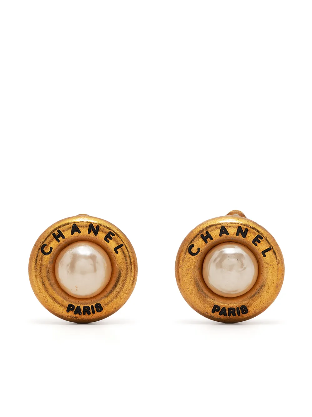 

Chanel Pre-Owned aretes de botón con logo CC 1994 - Blanco