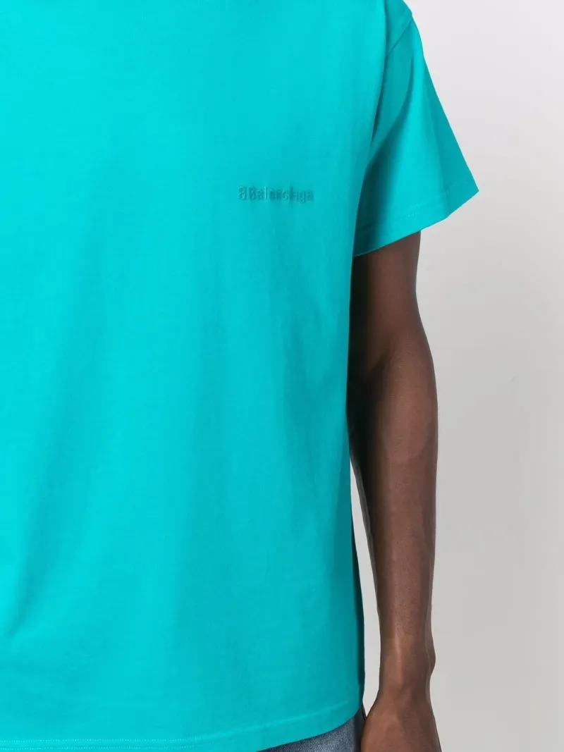 Balenciaga embroidered logo cotton T-shirt blue | MODES