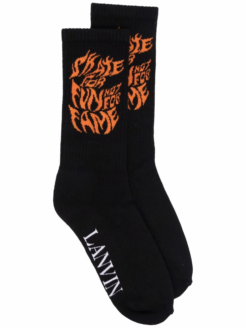 Lanvin Logo Flame Socks In Black