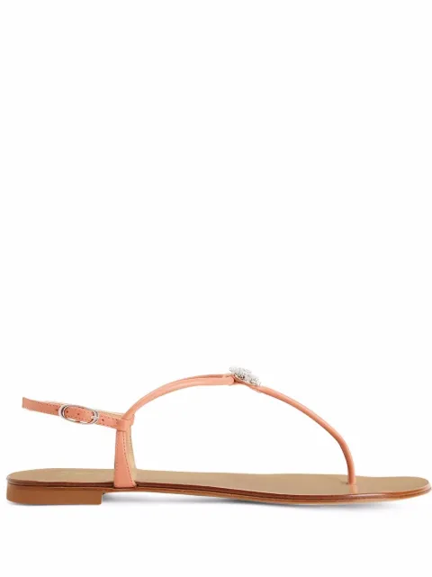 Giuseppe Zanotti floral-applique leather flip-flops