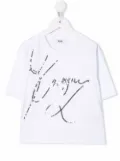 MSGM Kids sequinned logo T-shirt - White