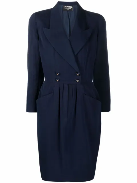CHANEL Pre-Owned 1980s peak lapels double-breasted dress