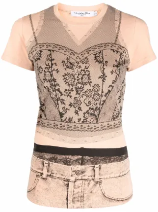 Christian Dior Pre-Owned 2006 Trompe l'oeil Lace T-shirt