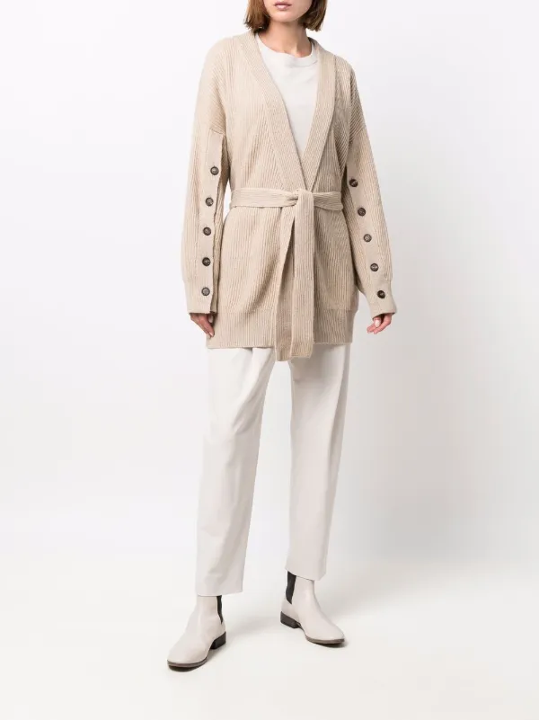Brunello Cucinelli buttoned-sleeves Cashmere Cardigan Neutrals