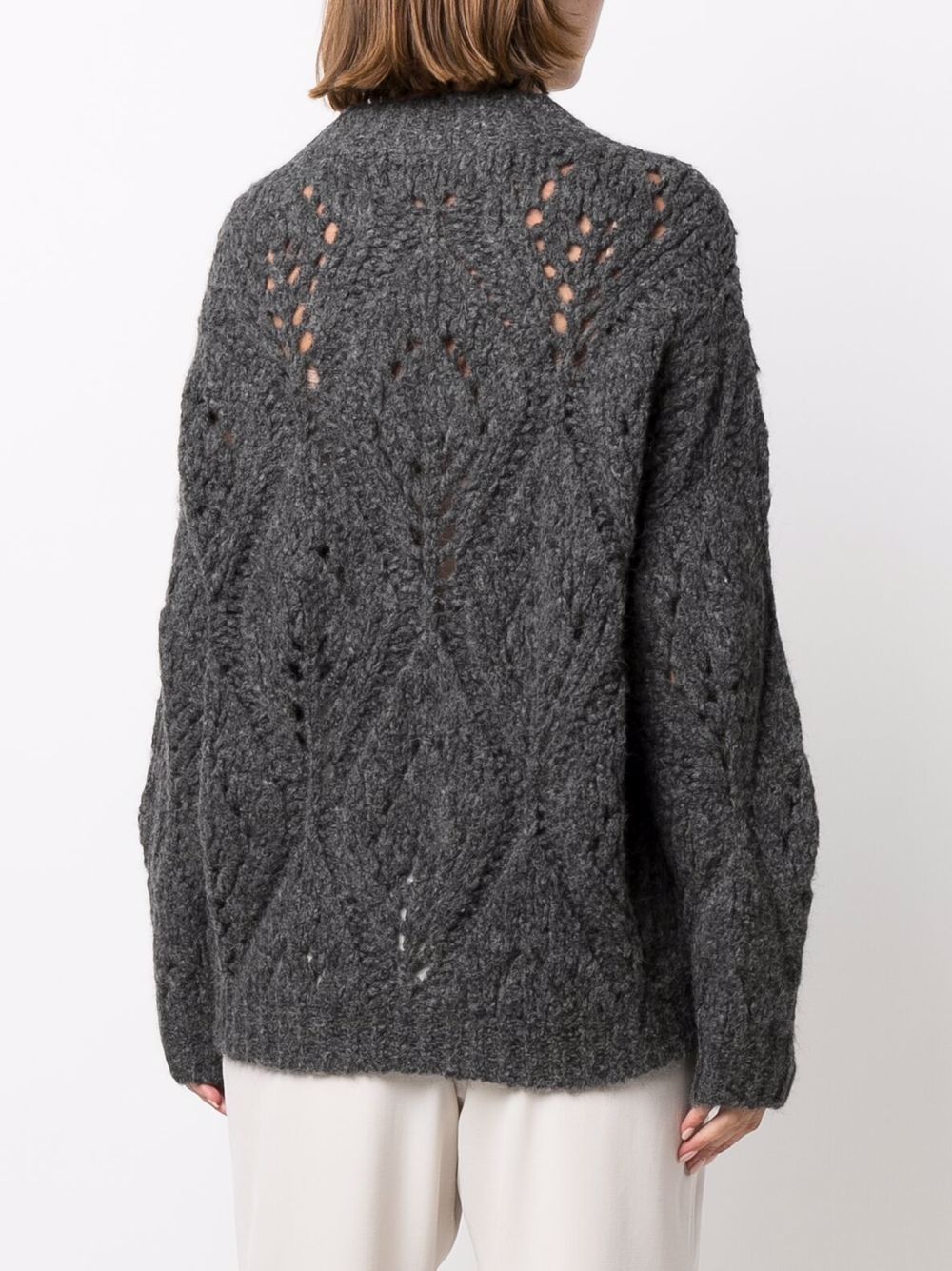 Shop Brunello Cucinelli Crew-neck Chunky-knit Jumper In Grau