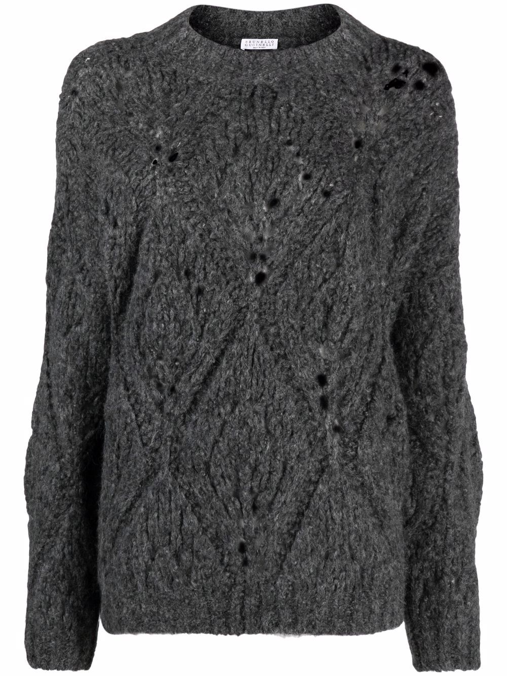 Shop Brunello Cucinelli Crew-neck Chunky-knit Jumper In Grau