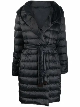S Max Mara Belted Down Jacket | Black | FARFETCH AO
