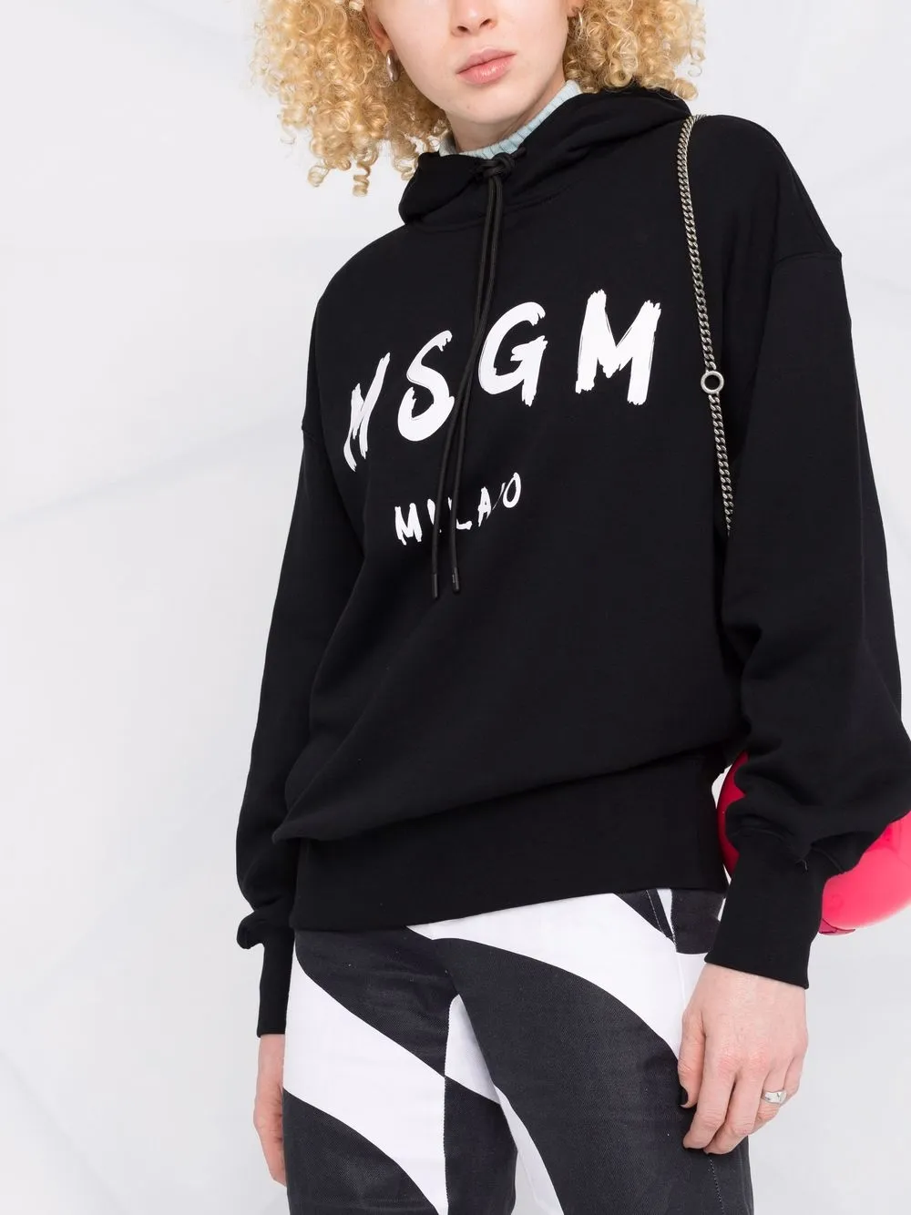 Shop Msgm Logo-print Cotton Hoodie In Schwarz